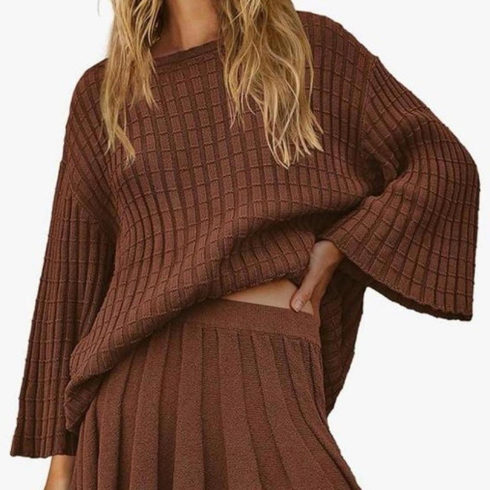 Yanekop Women's Bell Sleeve Cropped  Long Sleeve Sweater Top